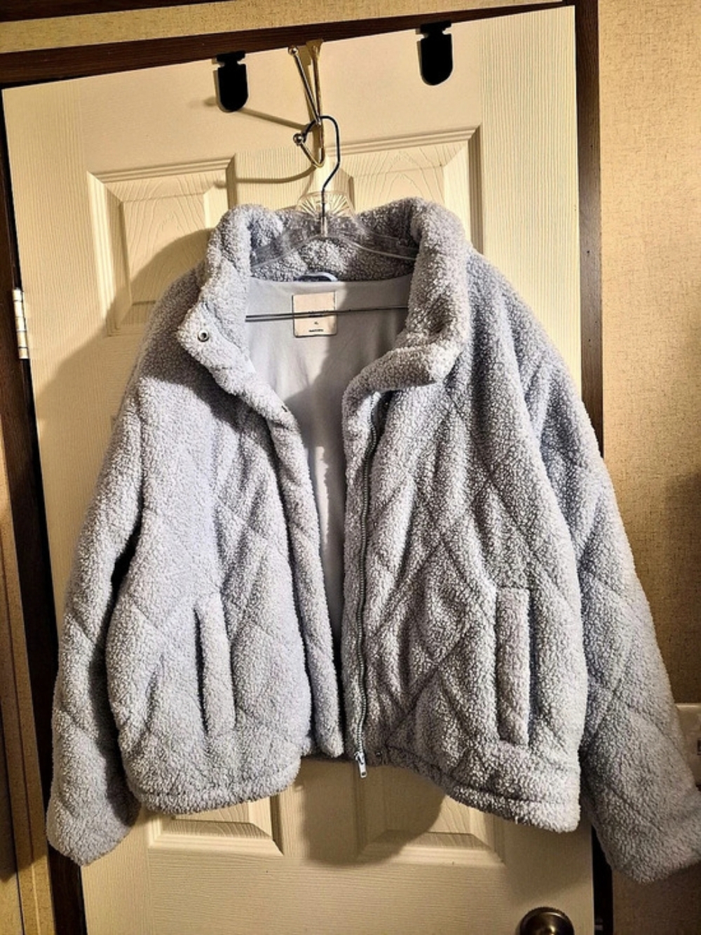 Angel Kiss Gray Sherpa Teddy Jacket